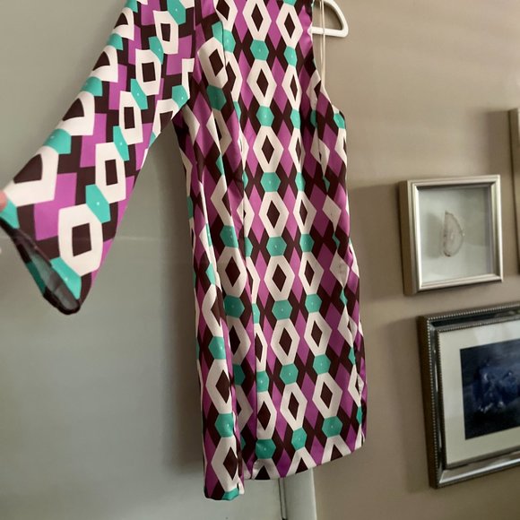 One shoulder ZARA dress for Fall, NWT, multicolored, out of stock! GREAT FIND! - Picture 2 of 3